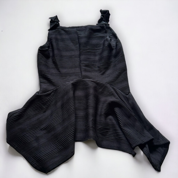 Anthropologie Deletta Black Textured Peplum Top - Picture 5 of 7